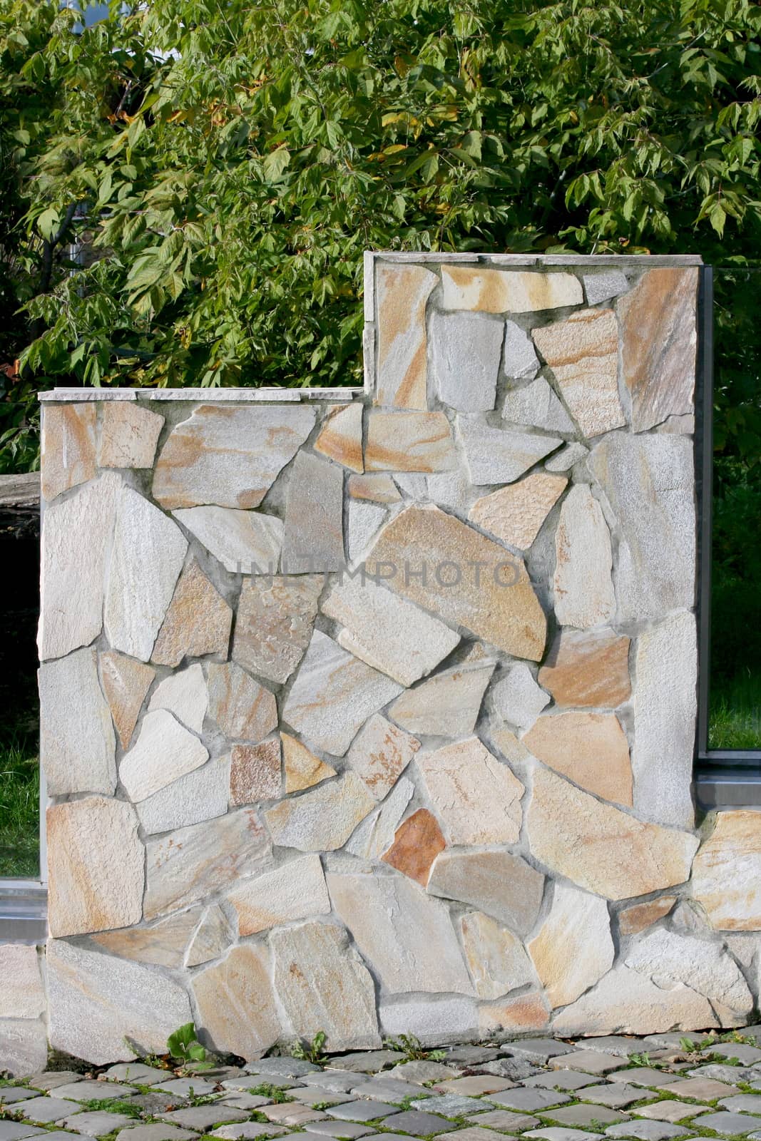 Section of a wall of natural stones