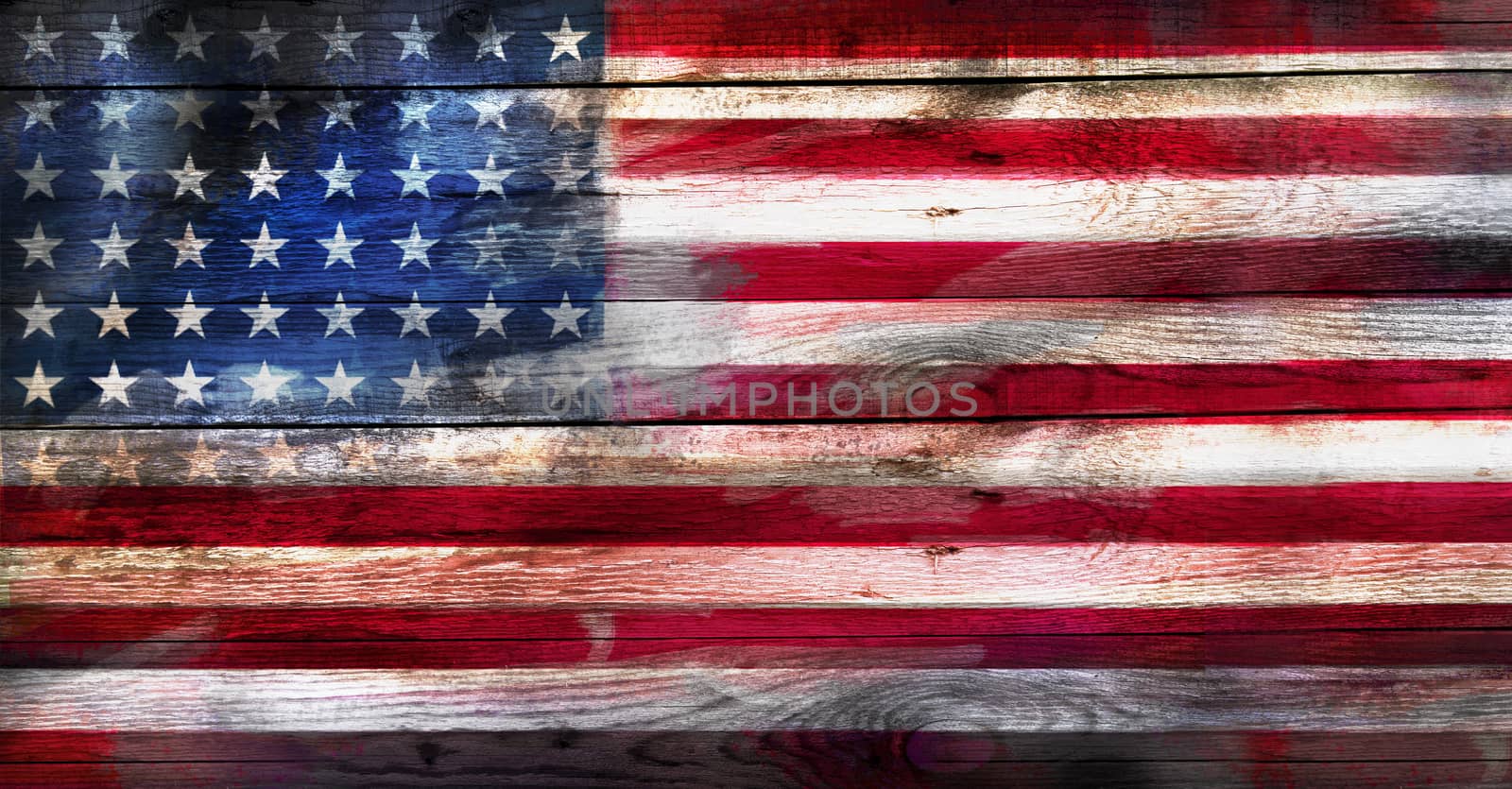 USA flag on a wood surface by SlayCer