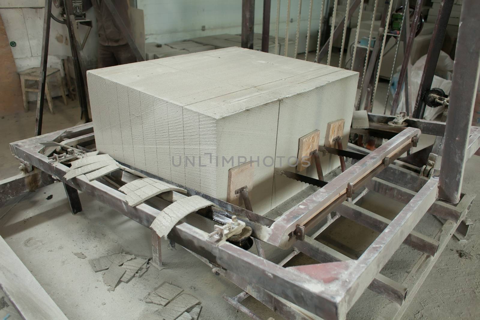 Foam concrete blocks production. Lightweight construction brick. Lightweight foamed gypsum block