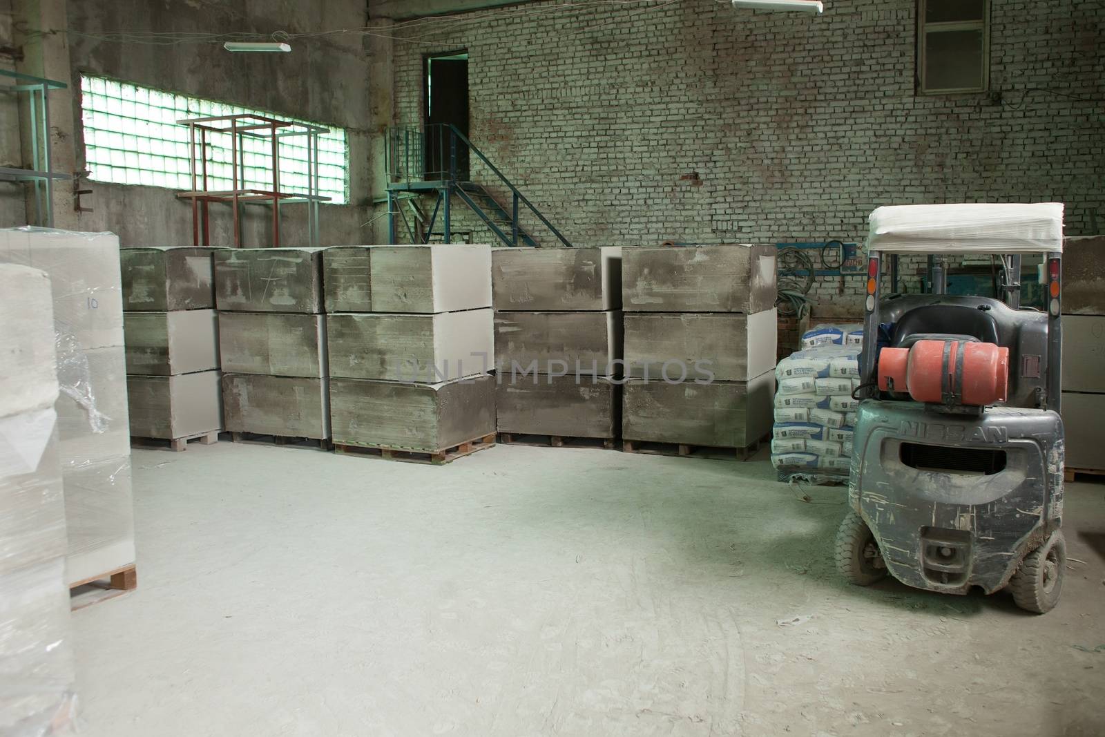 Foam concrete blocks production. Lightweight construction brick. Lightweight foamed gypsum block