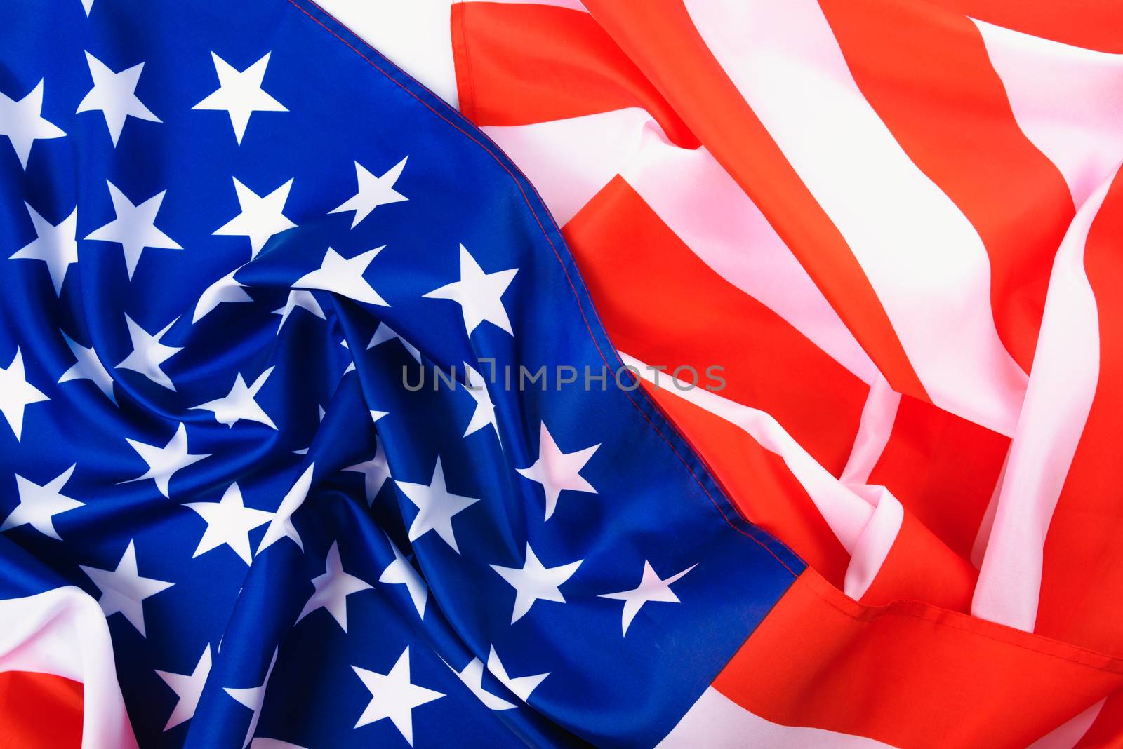 Martin luther king day, flat lay top view, American flag background with copy space for your text