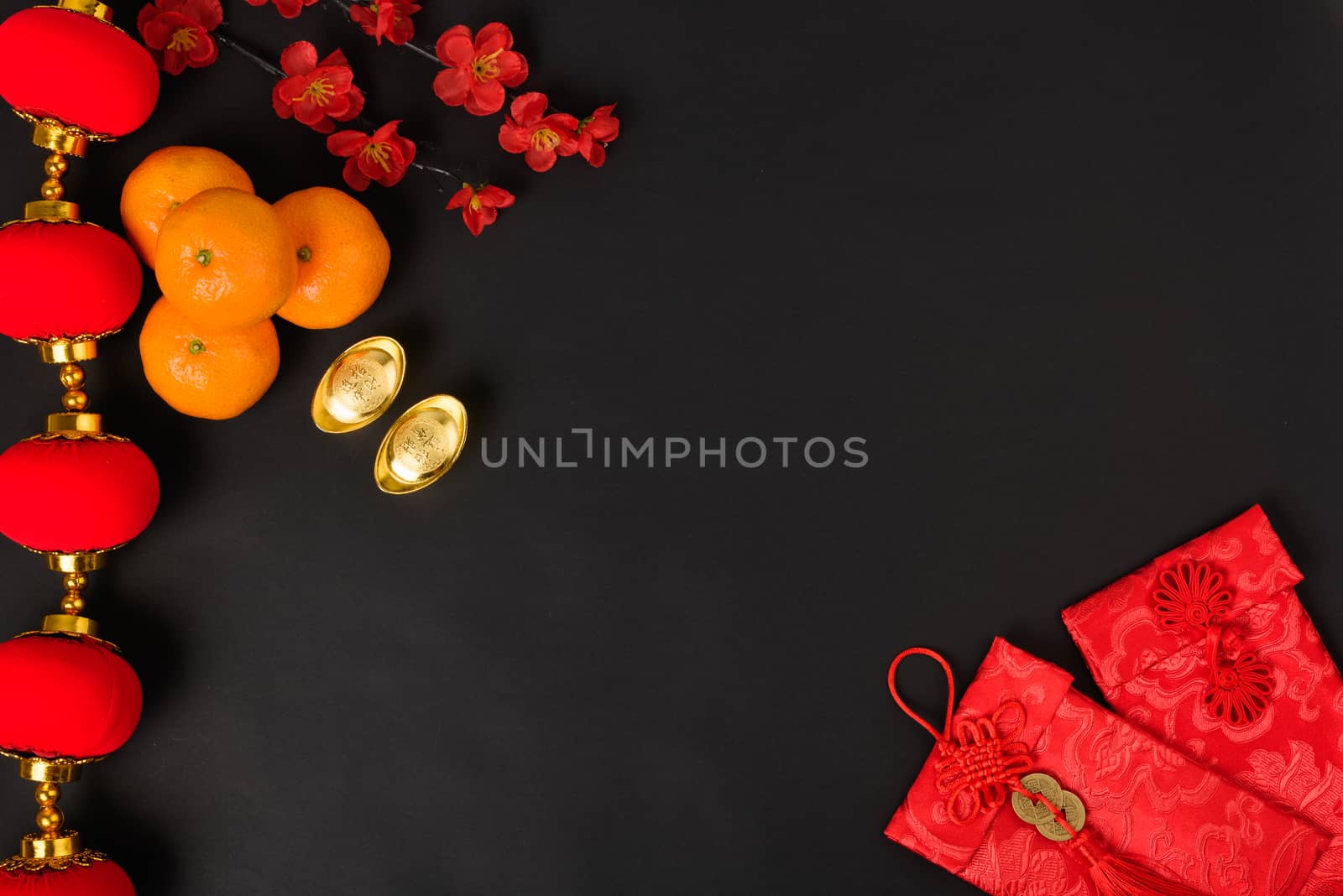 Chinese new year festival concept, flat lay top view, Happy Chin by Sorapop