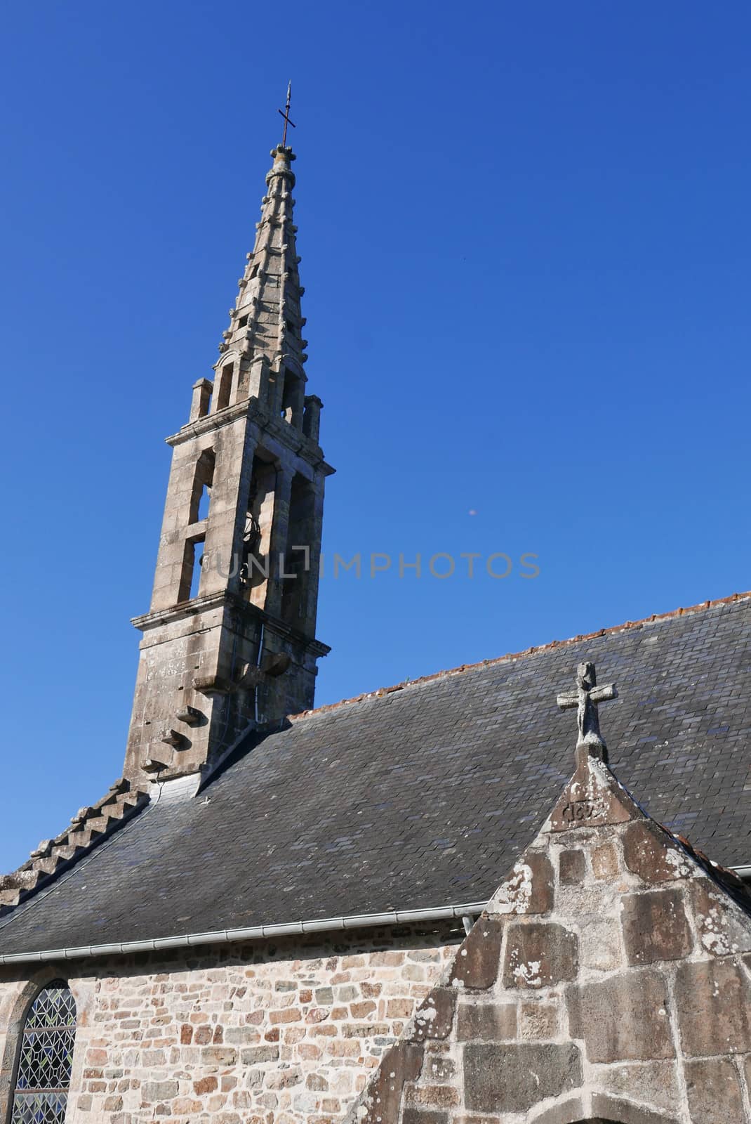 Landevenec church in finistere. Discovery of Brittany, France.