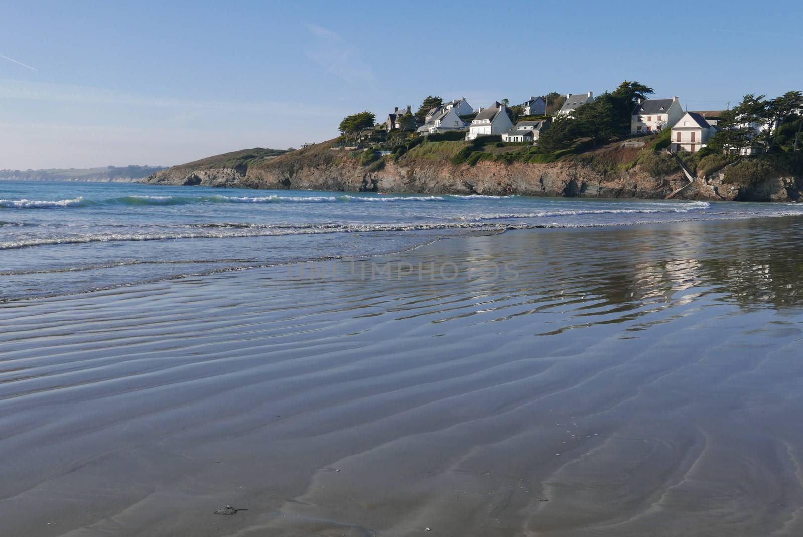 sand yachting on the beach of Pentrez in finistere. sandy beach in Brittany