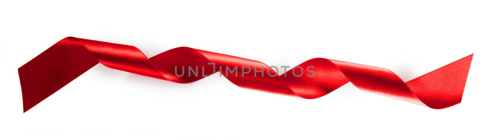 Red ribbon tape isolated on white by Yellowj