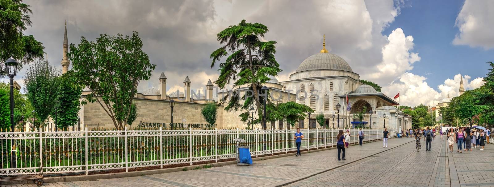 Istambul, Turkey – 07.12.2019. Tomb of Sultan Ahmet on a cloudy summer day, Istanbul, Turkey