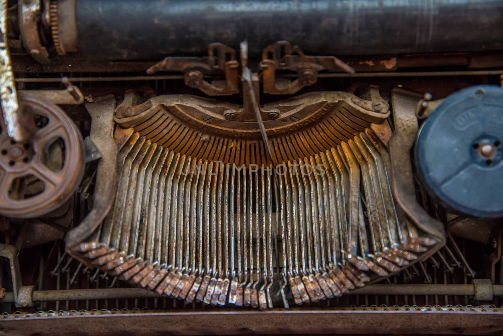 Keyboard of an old typewriter.worn-out,obsolete