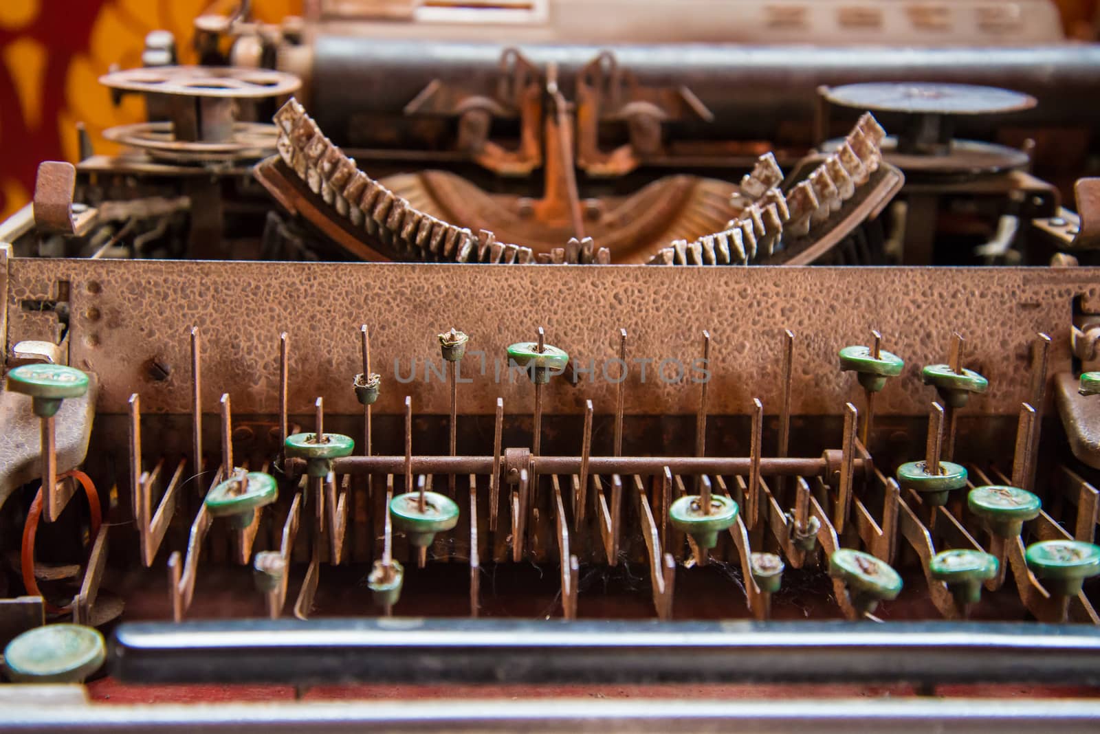 Keyboard of an old typewriter.worn-out,obsolete