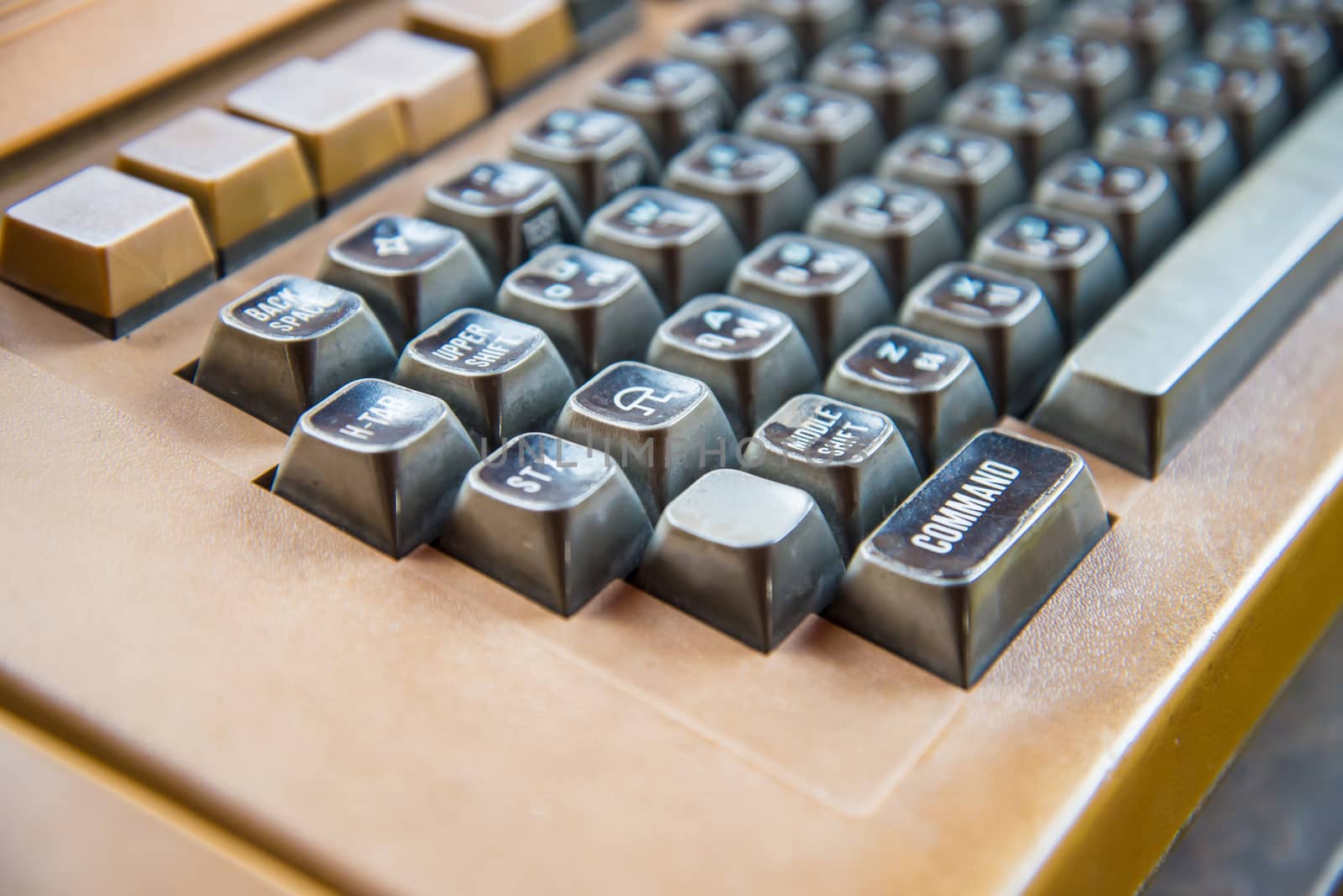 Keyboard of an old typewriter.worn-out,obsolete