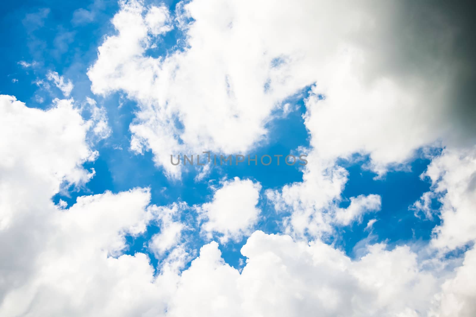 Clouds and blue sky for background.