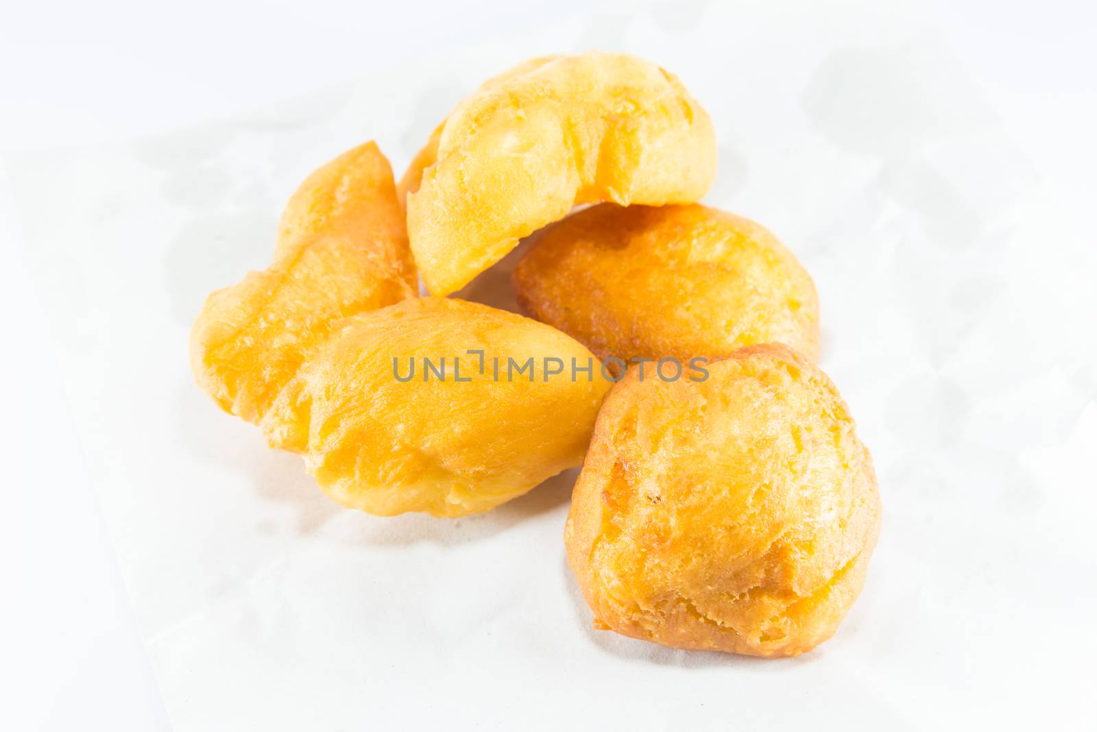 deep fried dough stick on white background, fried bread