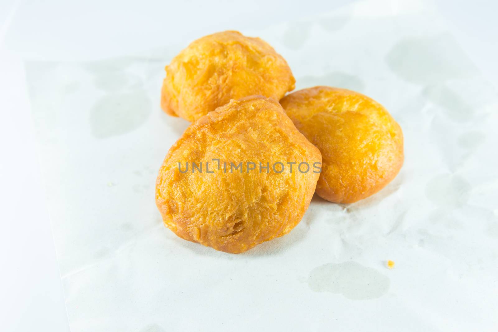 deep fried dough stick on white background, fried bread