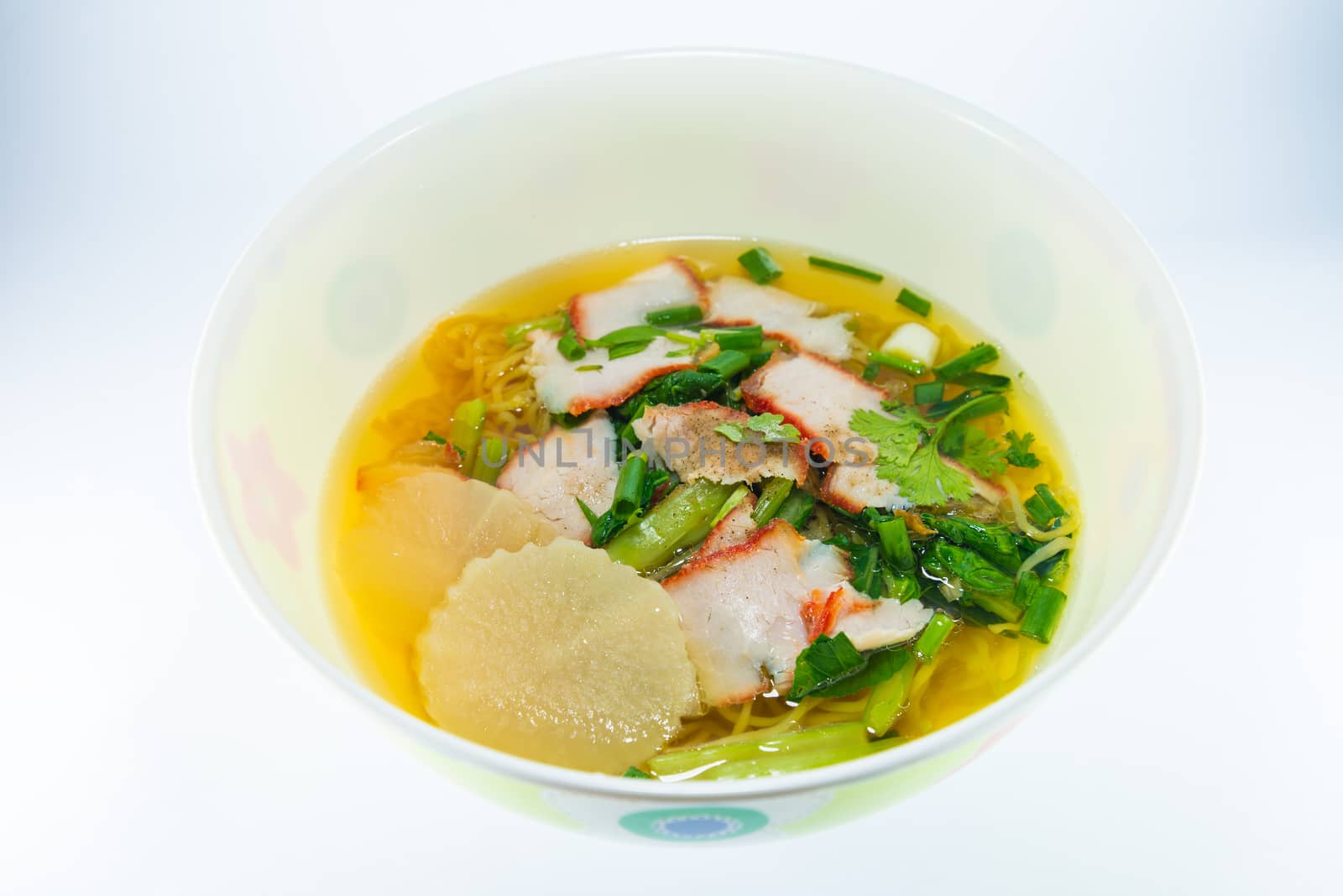 noodles on white background.