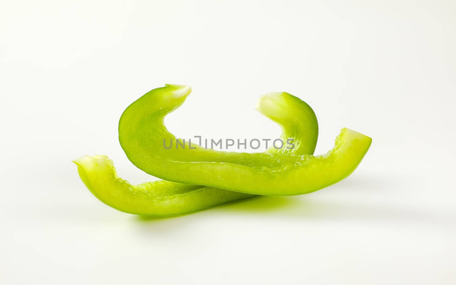 Slices of fresh green bell pepper