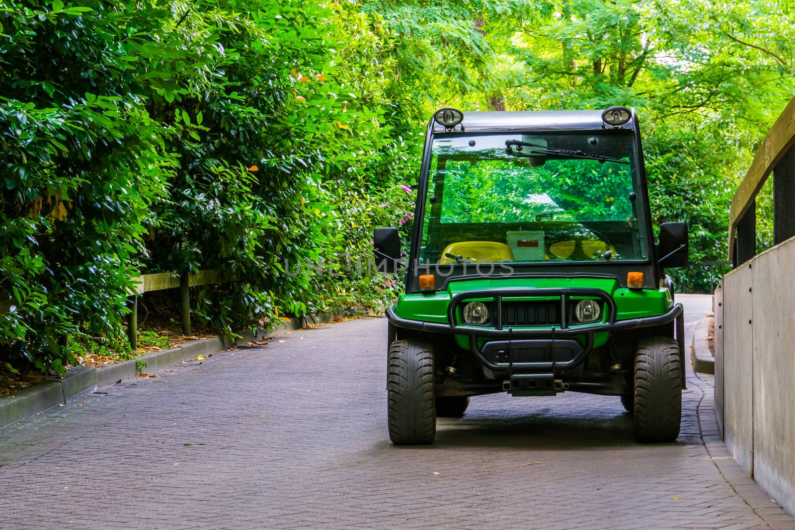 empty parked transportation cart, Tour wagon for animal safari