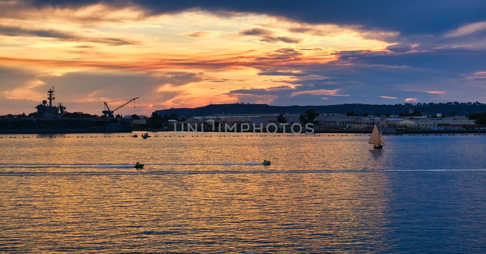 Pleasure Boats Off Coronado Island at Sunset