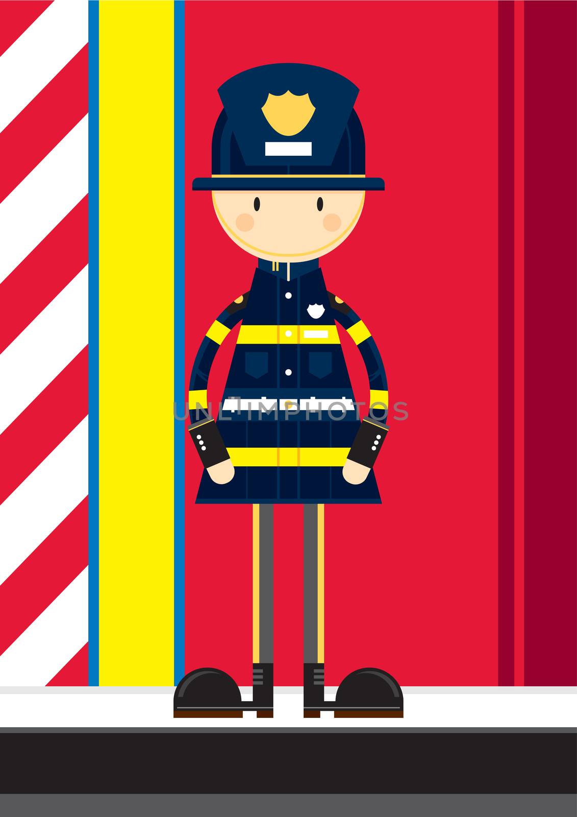 Cute Cartoon Firefighter Illustration by Mark Murphy Creative