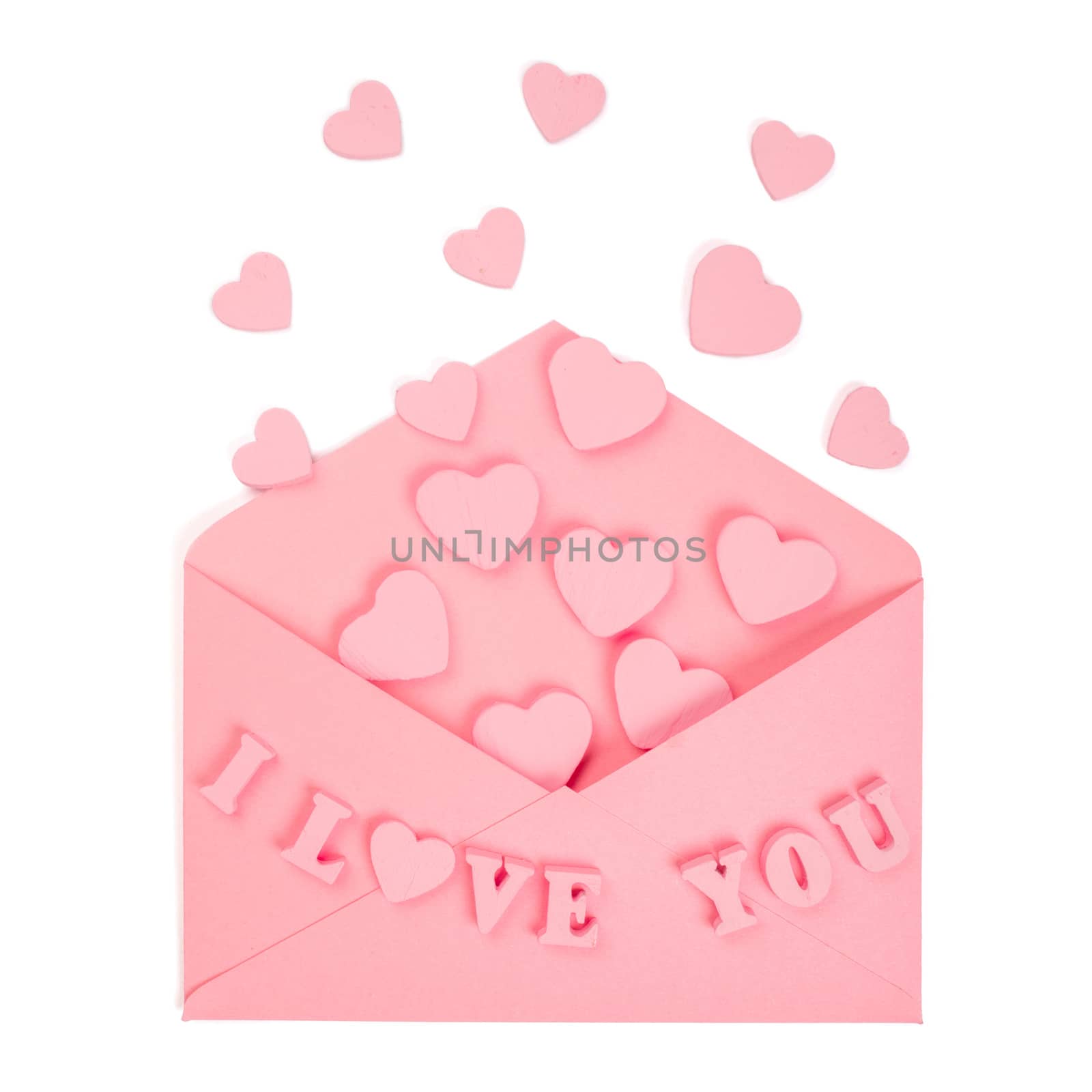Pink love letter on white by destillat