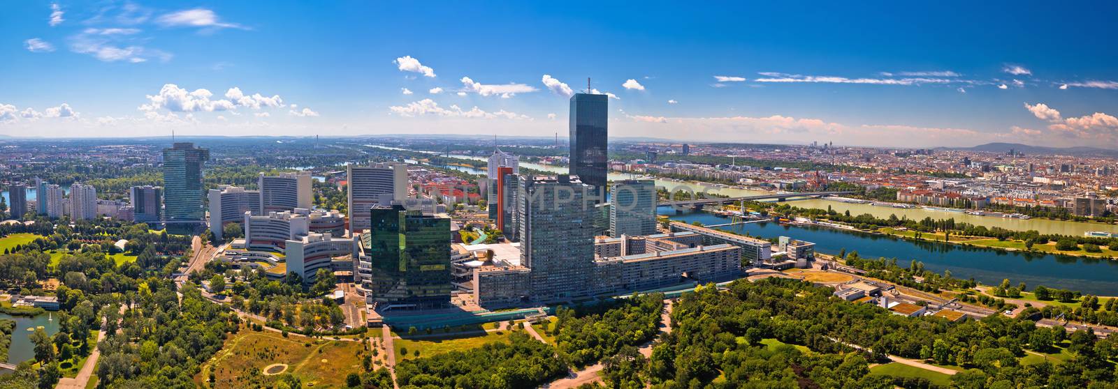 Vienna skyline and cityscape aerial panoramic view, capital of Austria