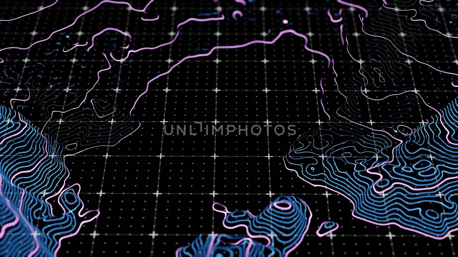 Technological glowing topographical map by cherezoff