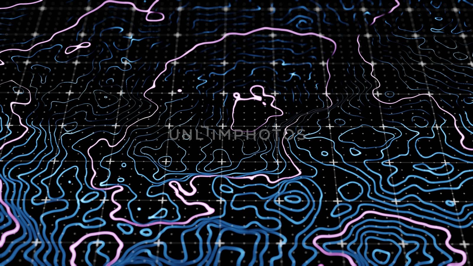 Technological glowing topographical map by cherezoff