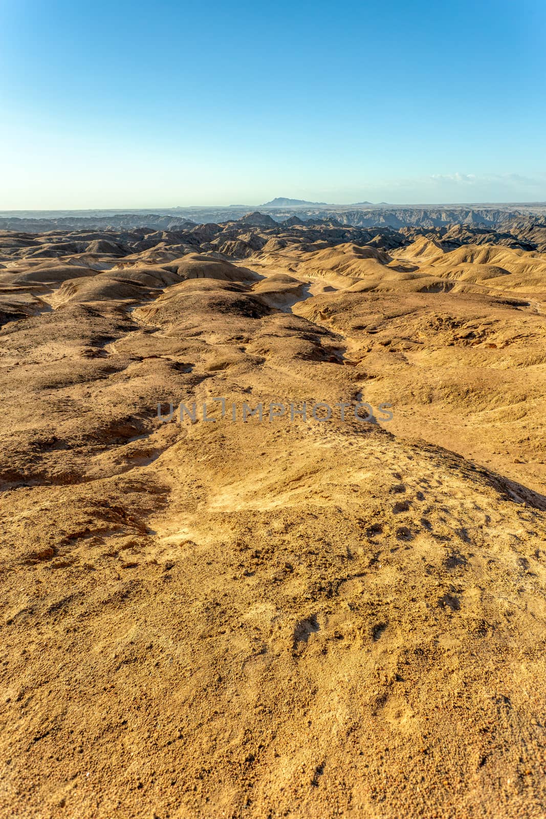 hilly landscape in Namibia near Swakopmund, looks like moonscape, Namibia Africa wilderness