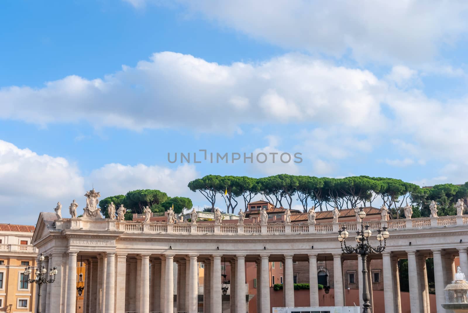 St Peter's Square in Vatican Rome built by Gian Lorenzo Bernini. Italy.