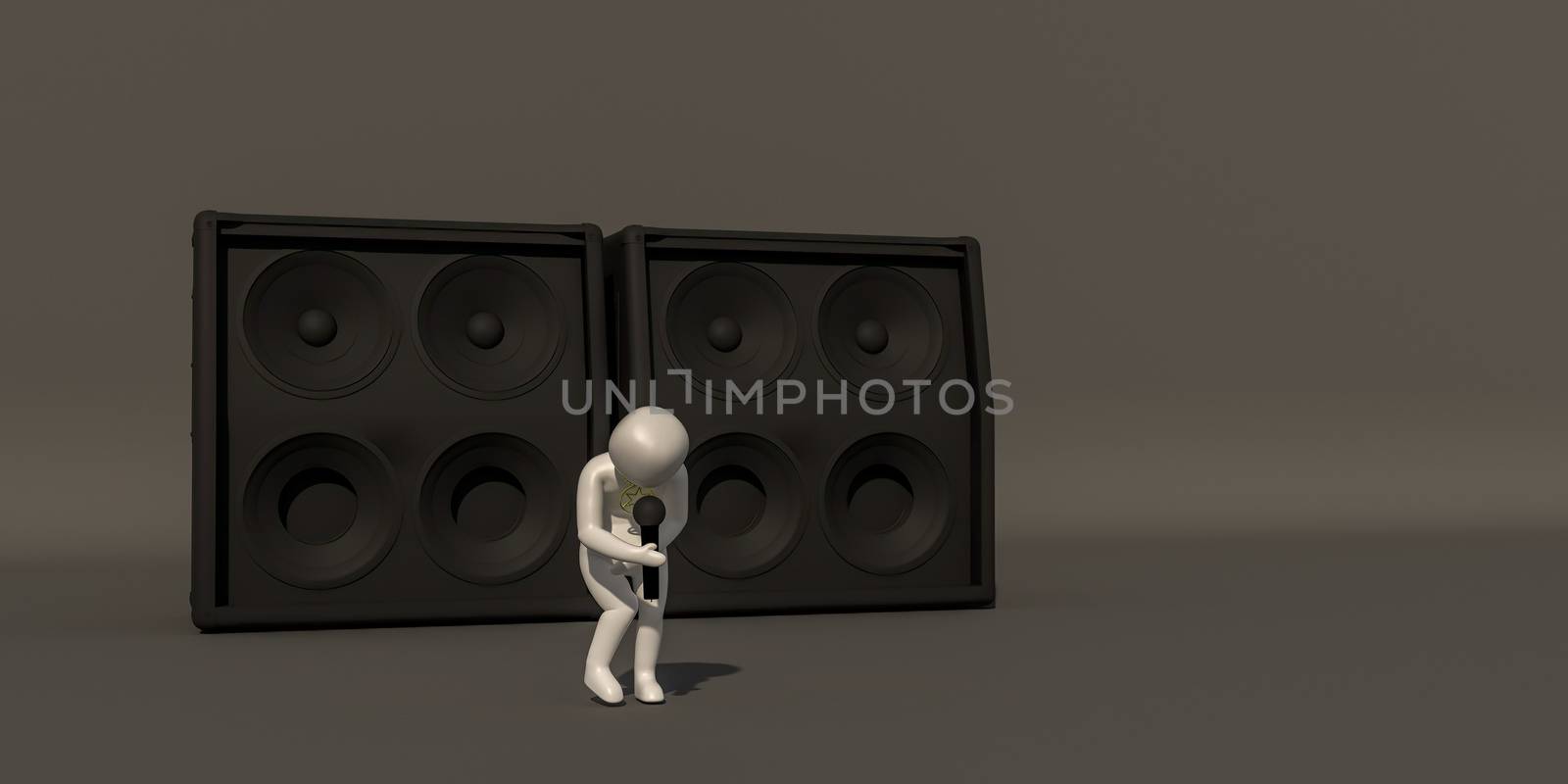 3d illustrator group of career musician symbols on a gray background, 3d rendering of the Music player. Includes a selection path.