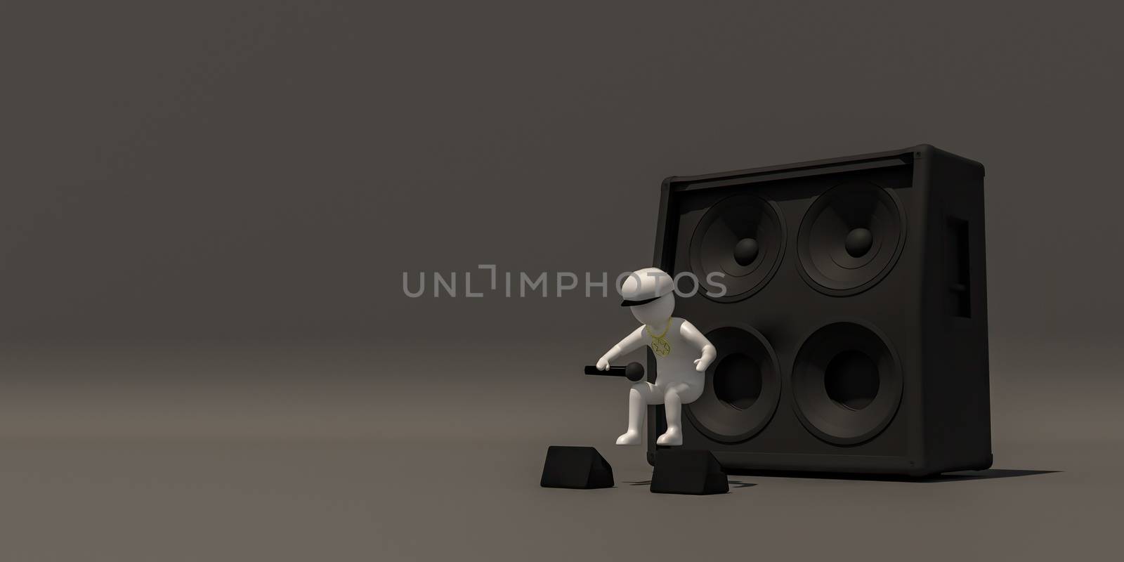 3d illustrator group of career musician symbols on a gray background, 3d rendering of the Music player. Includes a selection path.