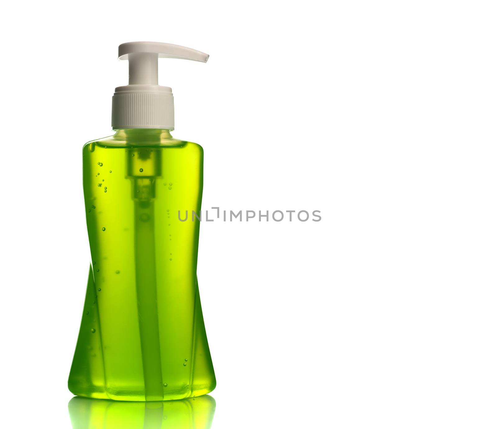 Bottle of liquid soap or cream or face wash dispensers or liquid stopper isolated on white background.