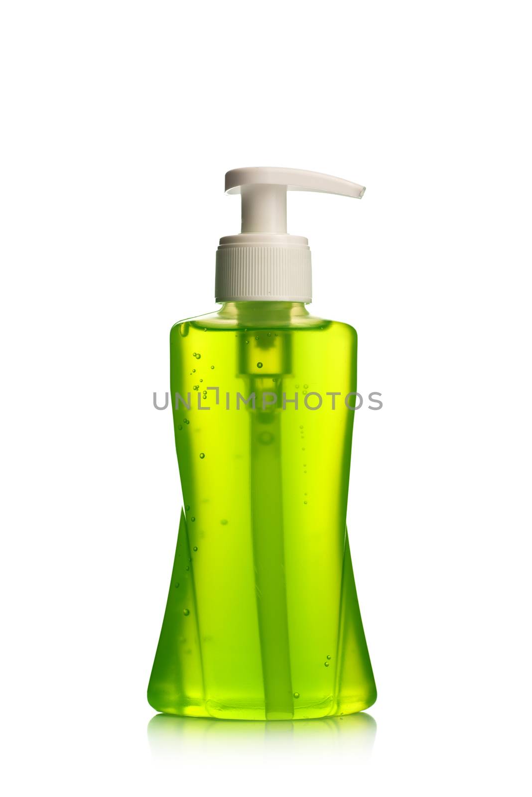 Bottle of liquid soap or cream or face wash dispensers or liquid stopper isolated on white background.
