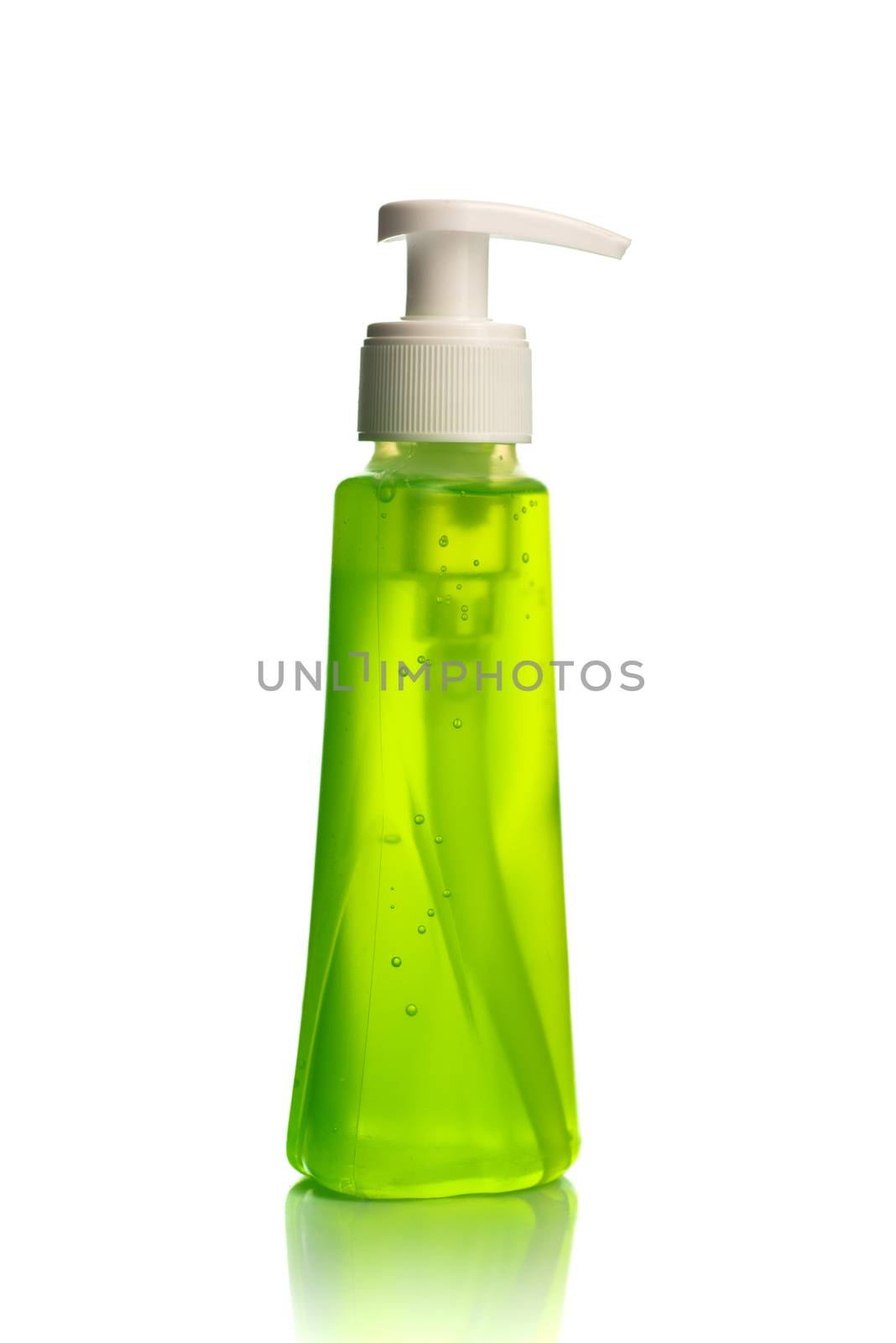 Bottle of liquid soap or cream or face wash dispensers or liquid stopper isolated on white background.