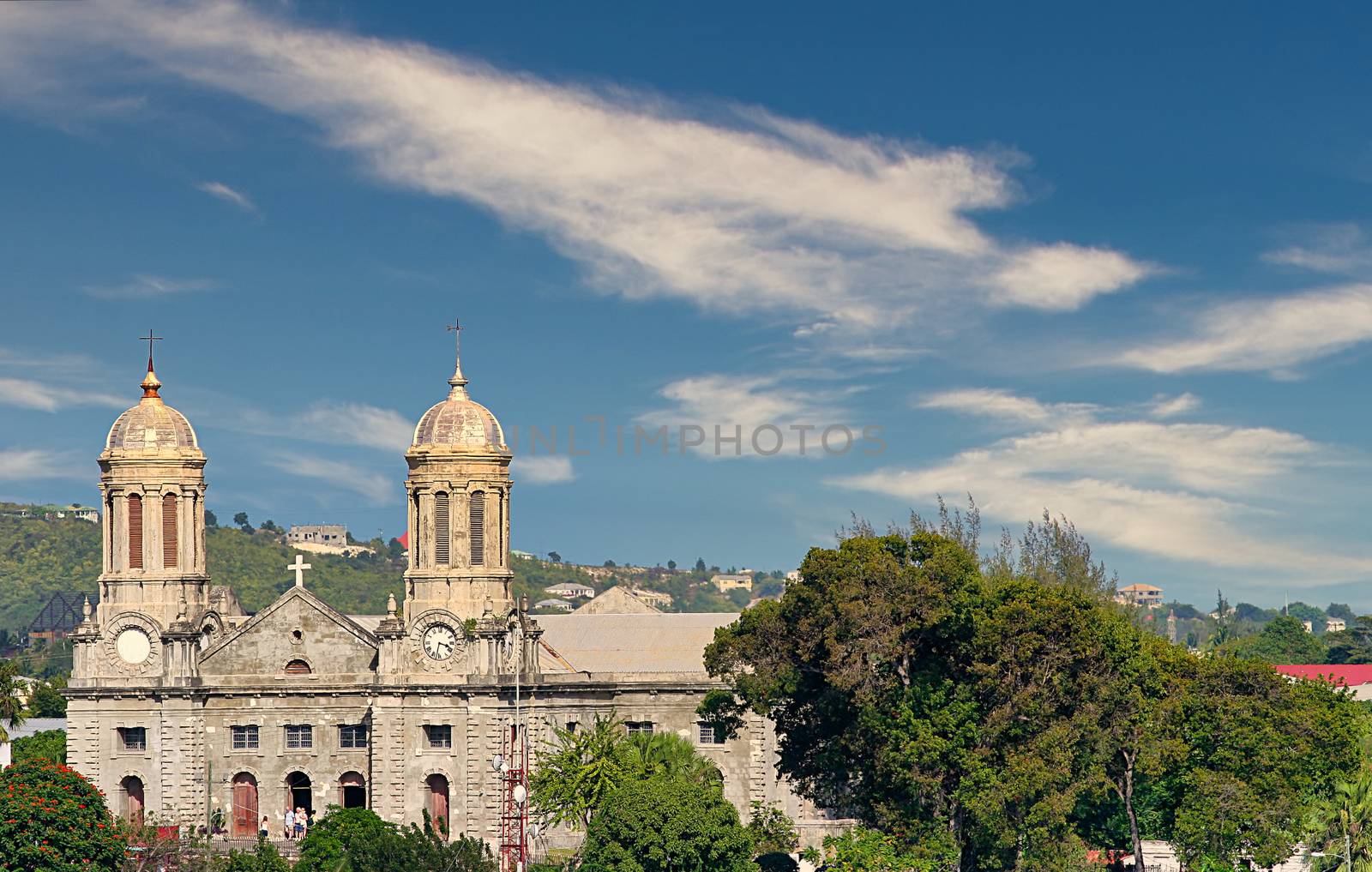 Massive old church on a caribbean island