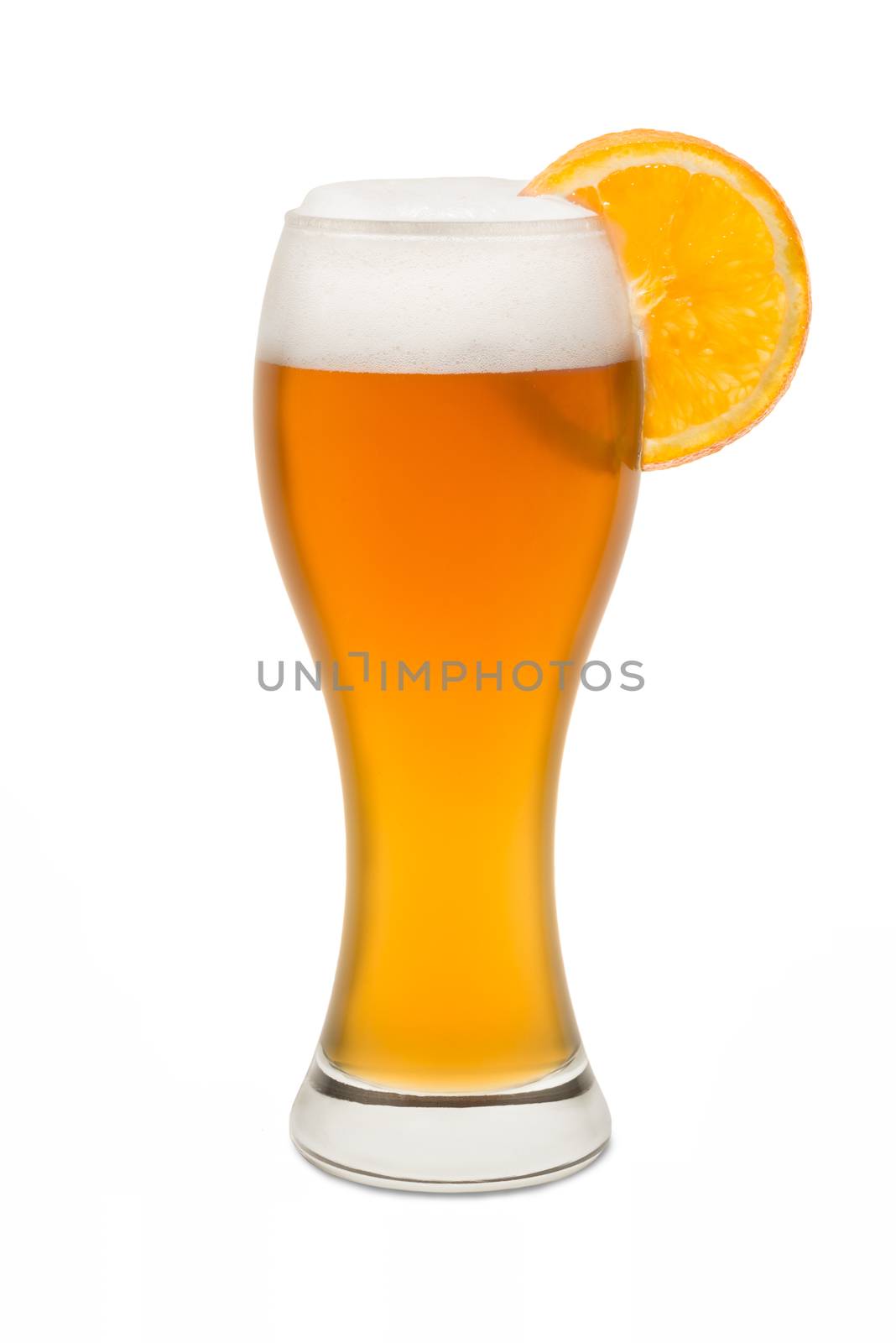 Isolated Wheat Beer, with Orange Slice #1 by patrickstock