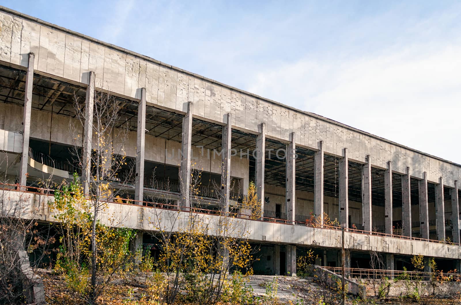 old abandoned hotel in the empty city of Chernobyl without people in Ukraine