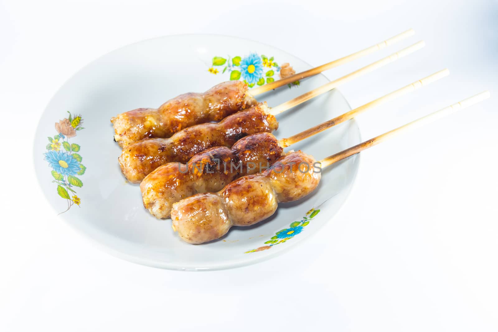 sausage on white background, Thai food