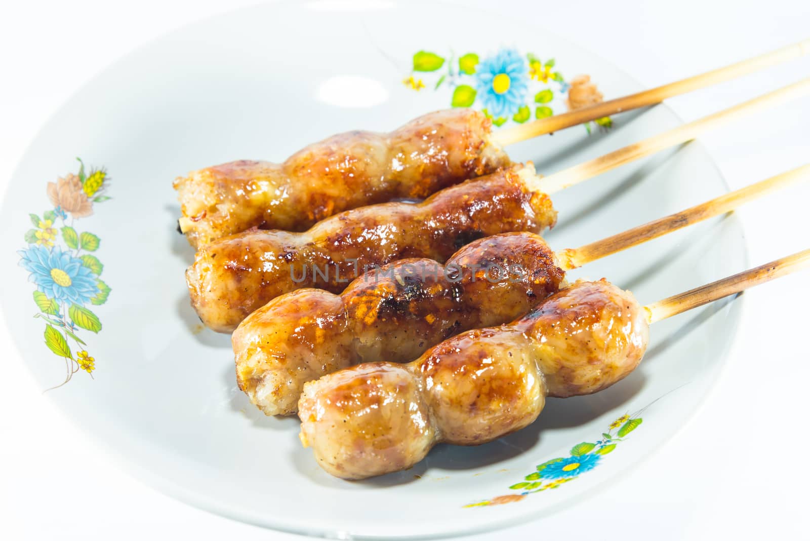 sausage on white background, Thai food