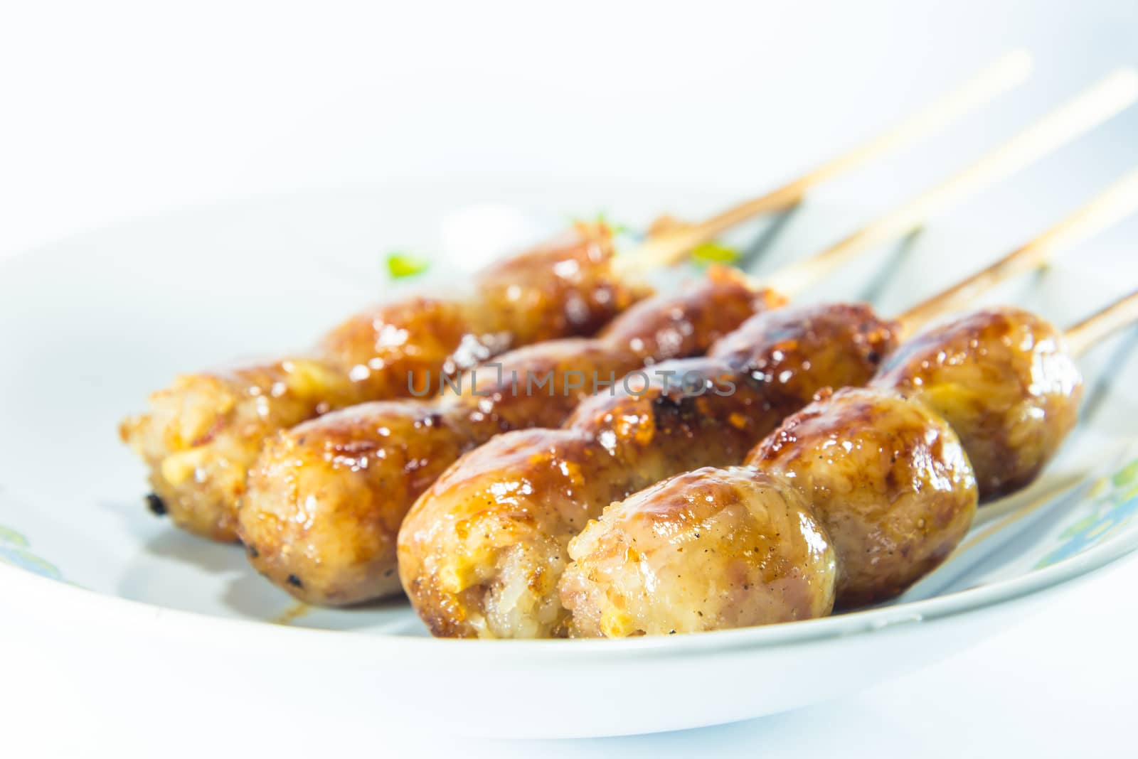 sausage on white background, Thai food