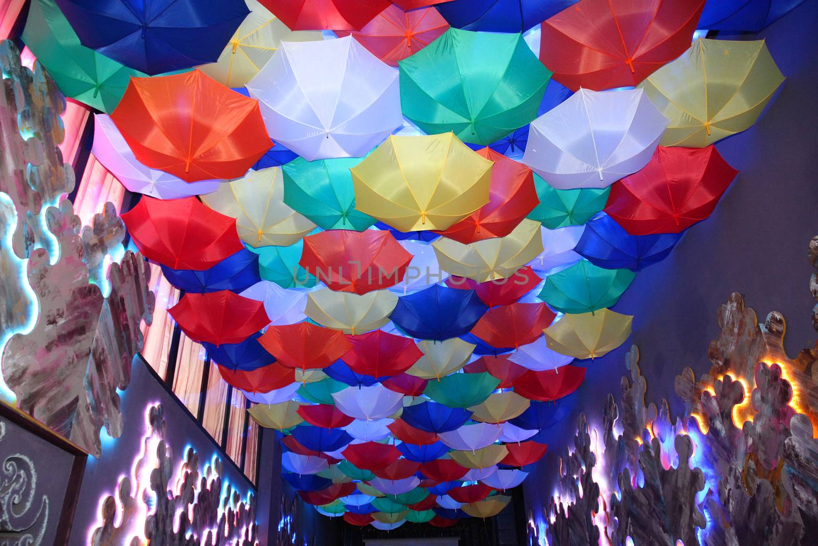 Background of colorful umbrellas