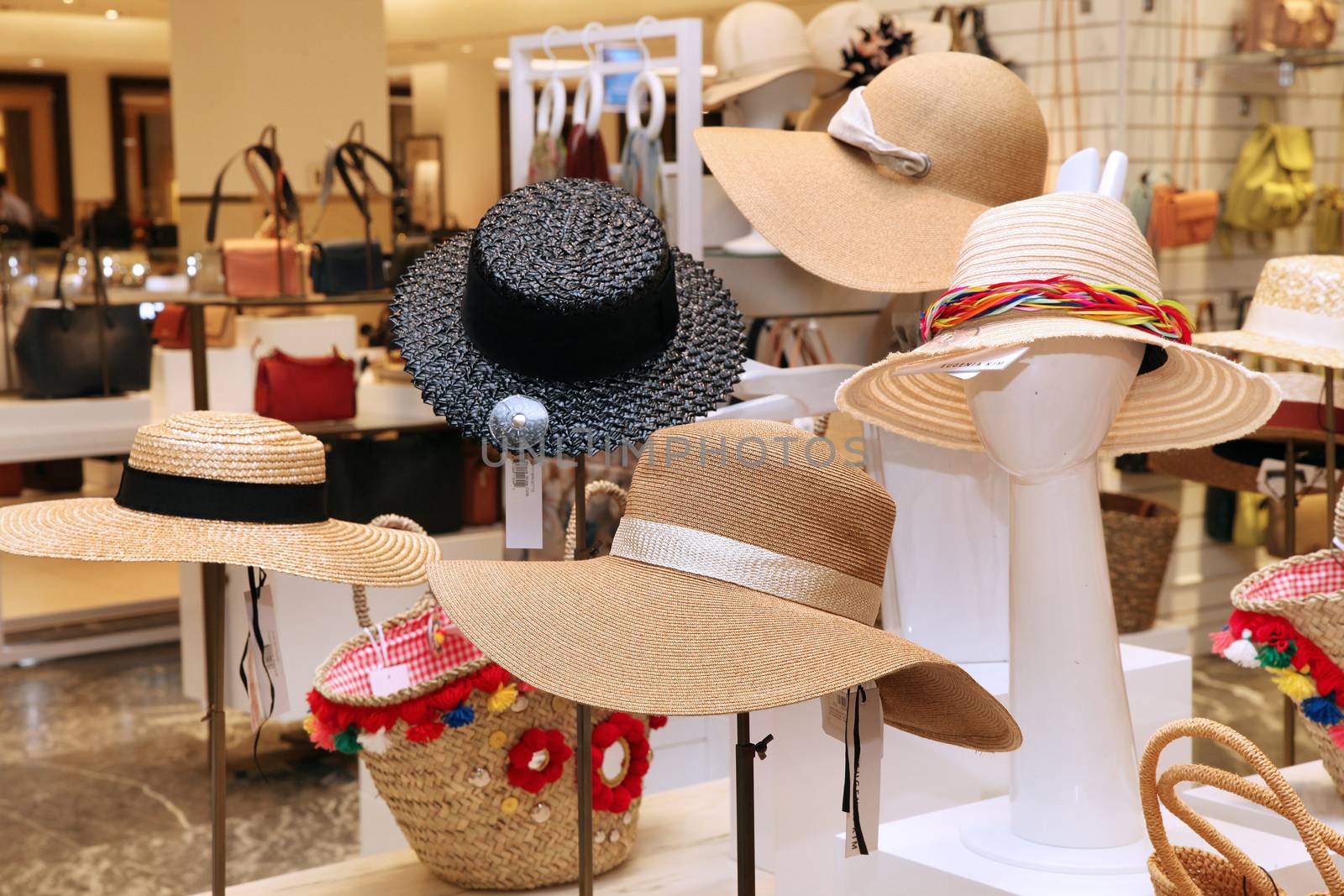 Display of straw hats