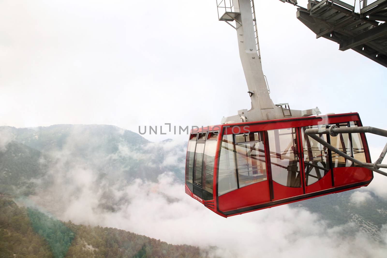 Cable car. Climbing to the top of mount Tahtali. Turkey. Kemer.17.07.2014