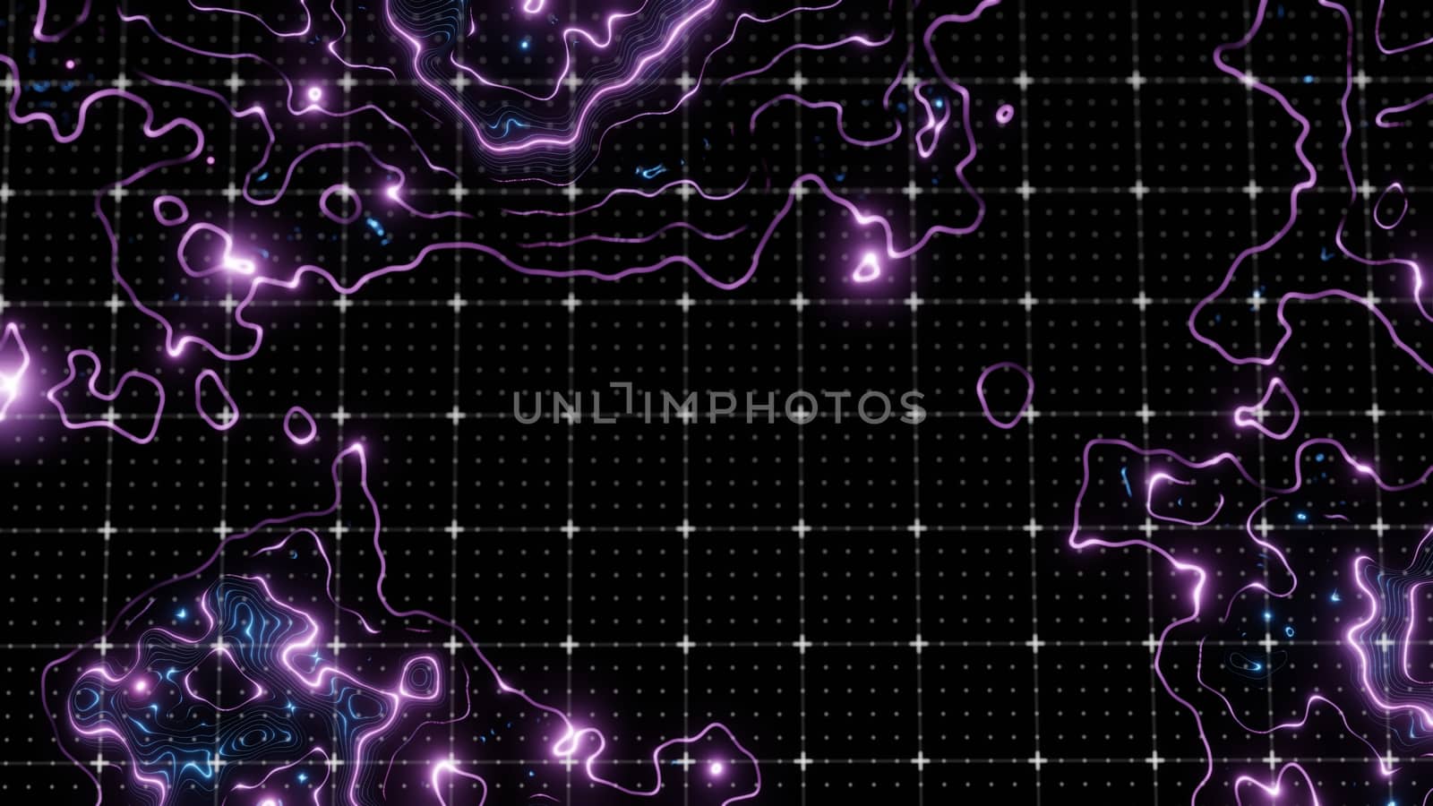 Abstract technological image of glowing topographical map. The concept of digital data. 3D illustration