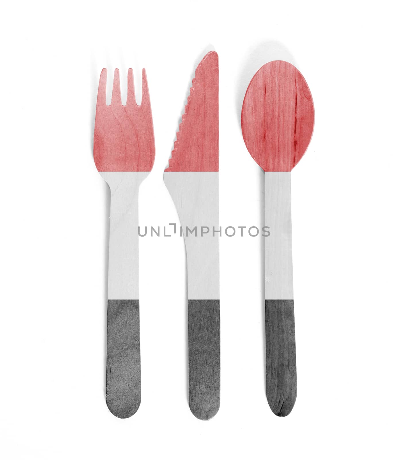 Eco friendly wooden cutlery - Plastic free concept - Flag of Yem by michaklootwijk