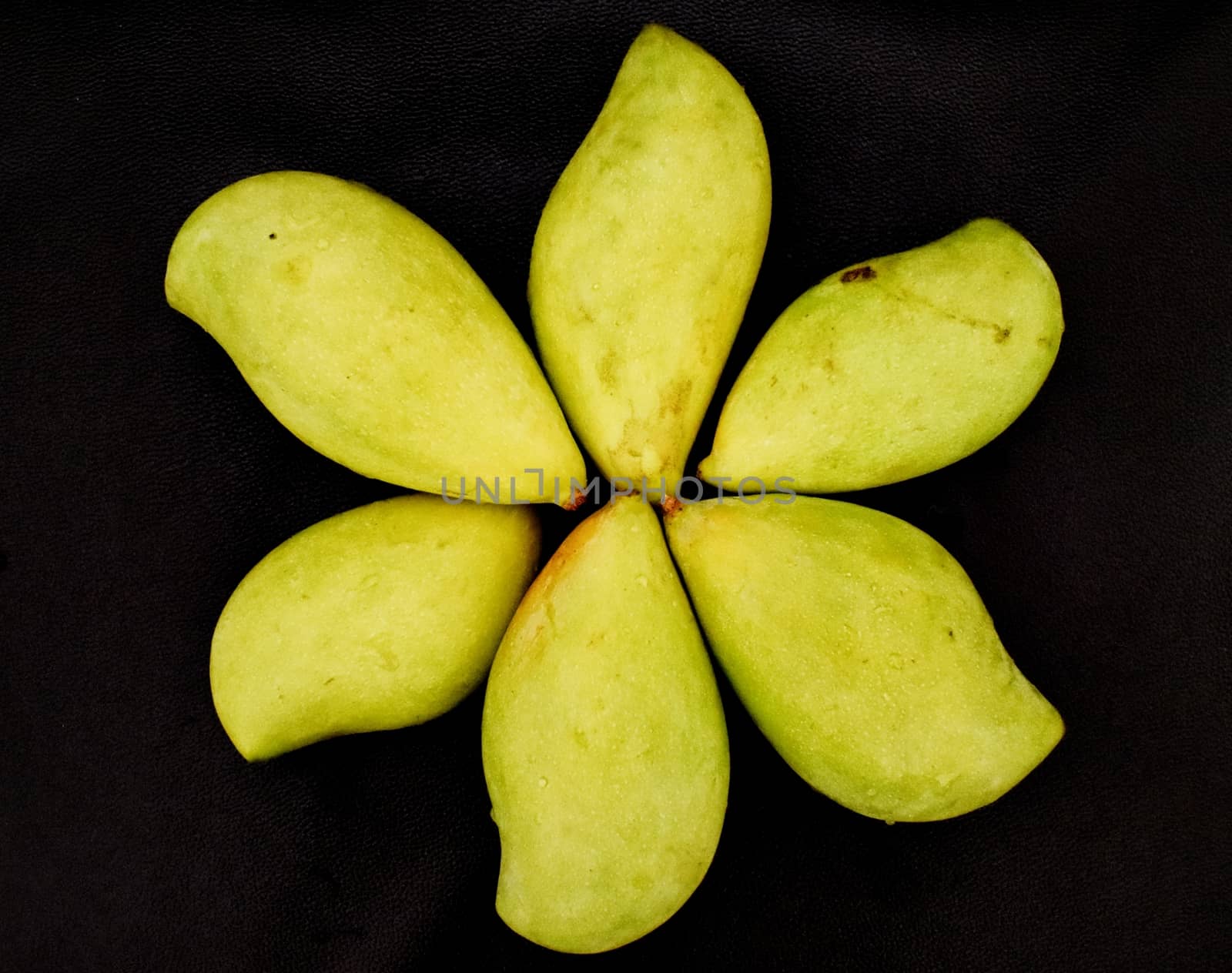 Green mangoes in a Basket