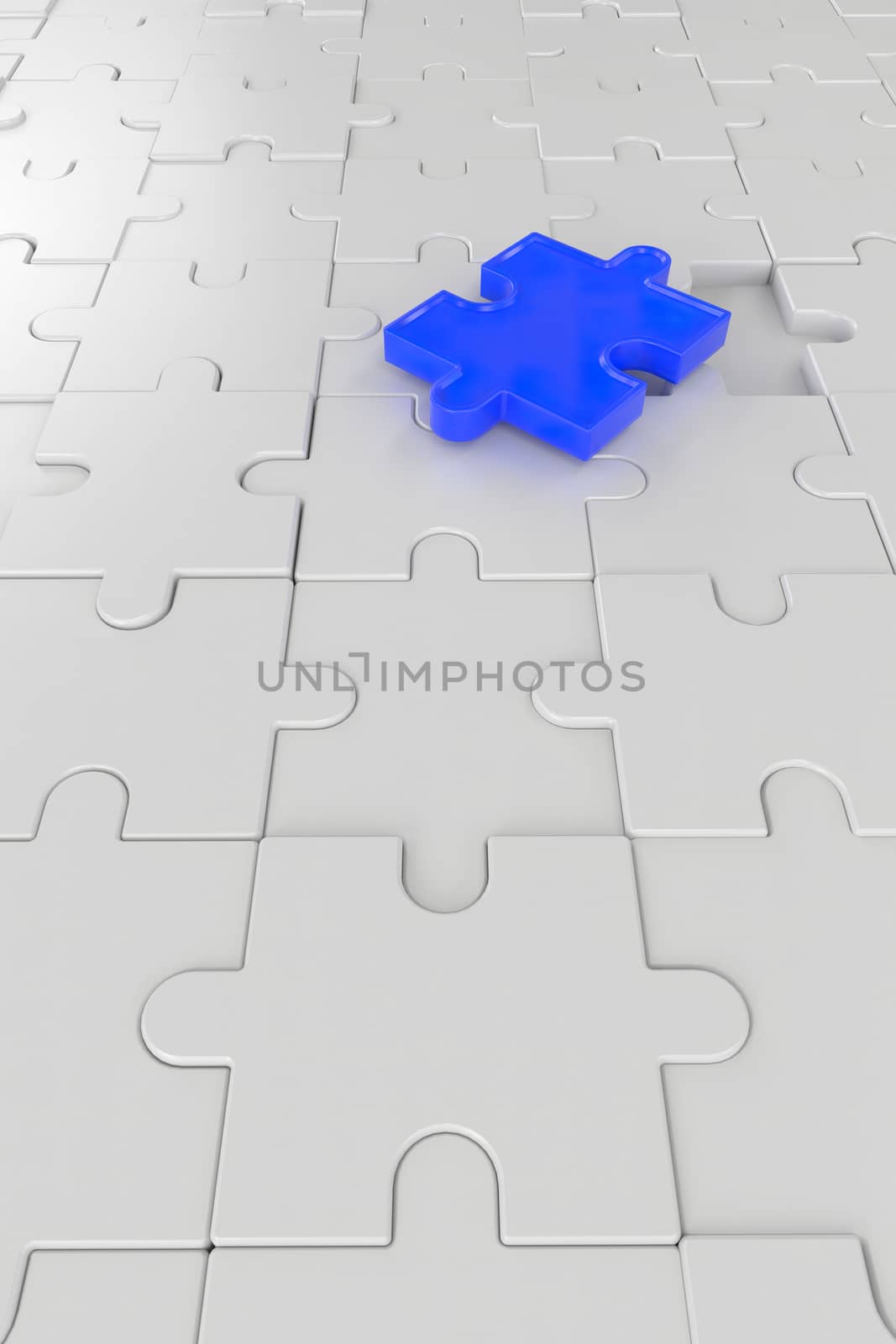 3D illustration,3D rendering,The character is wearing the last piece of the jigsaw puzzle to complete the mission. Includes selection path of floor and background.