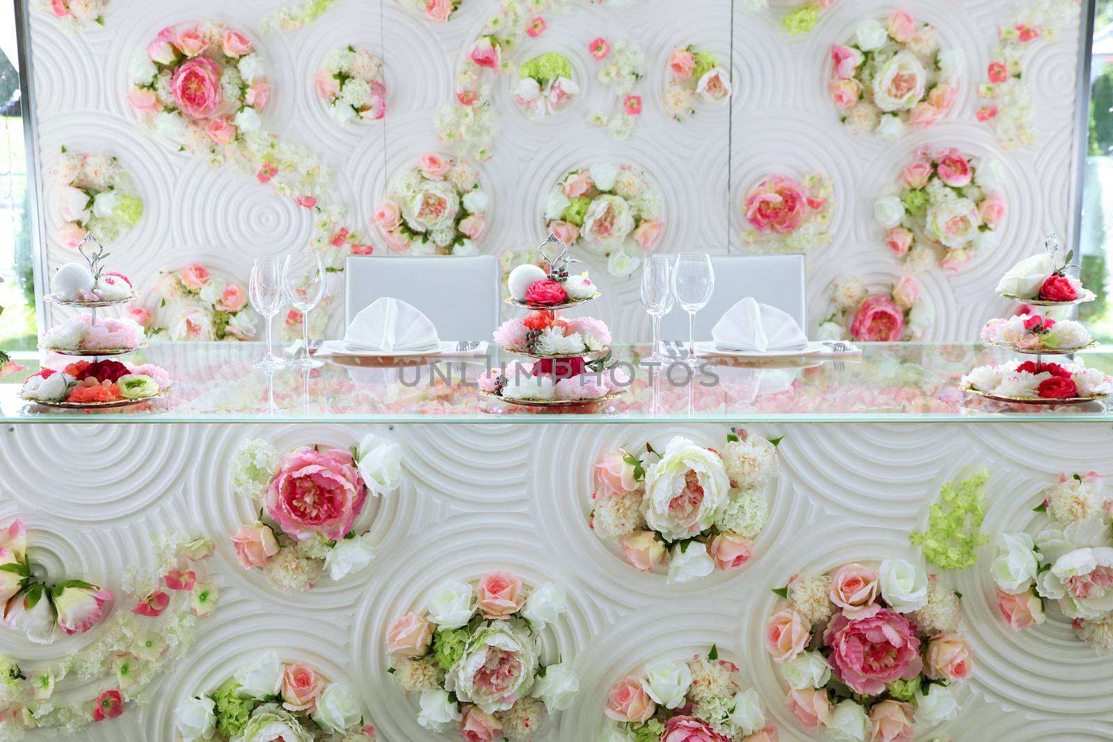 Wedding decor, table decoration with flowers