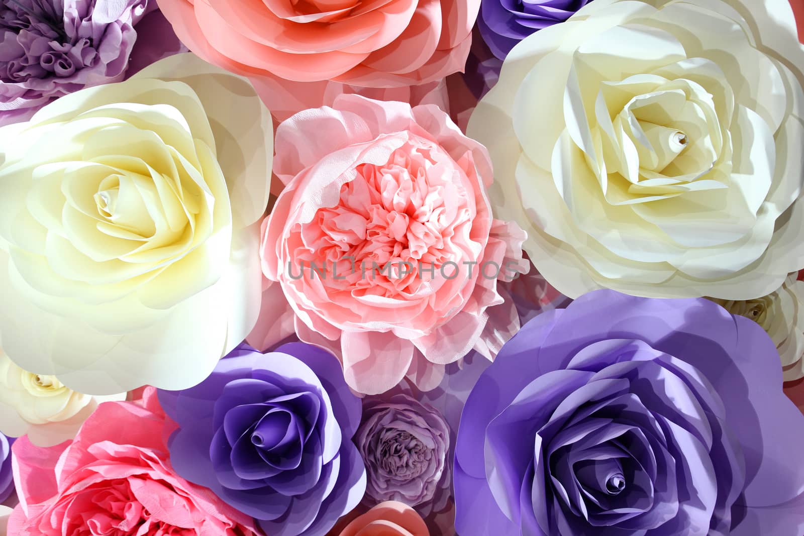 Floral background with paper flowers by olga_zinovskaya
