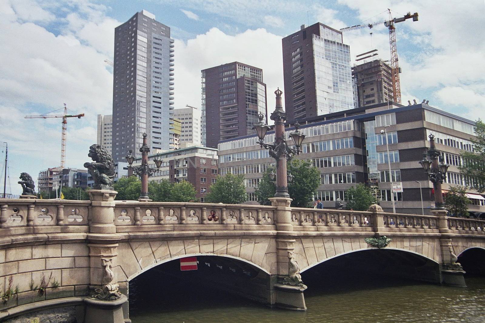 Bridge in Rotterdam, skyline in the background