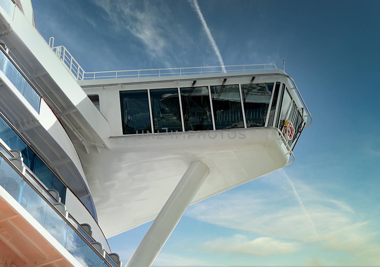 Captains bridge at the top of a cruise ship