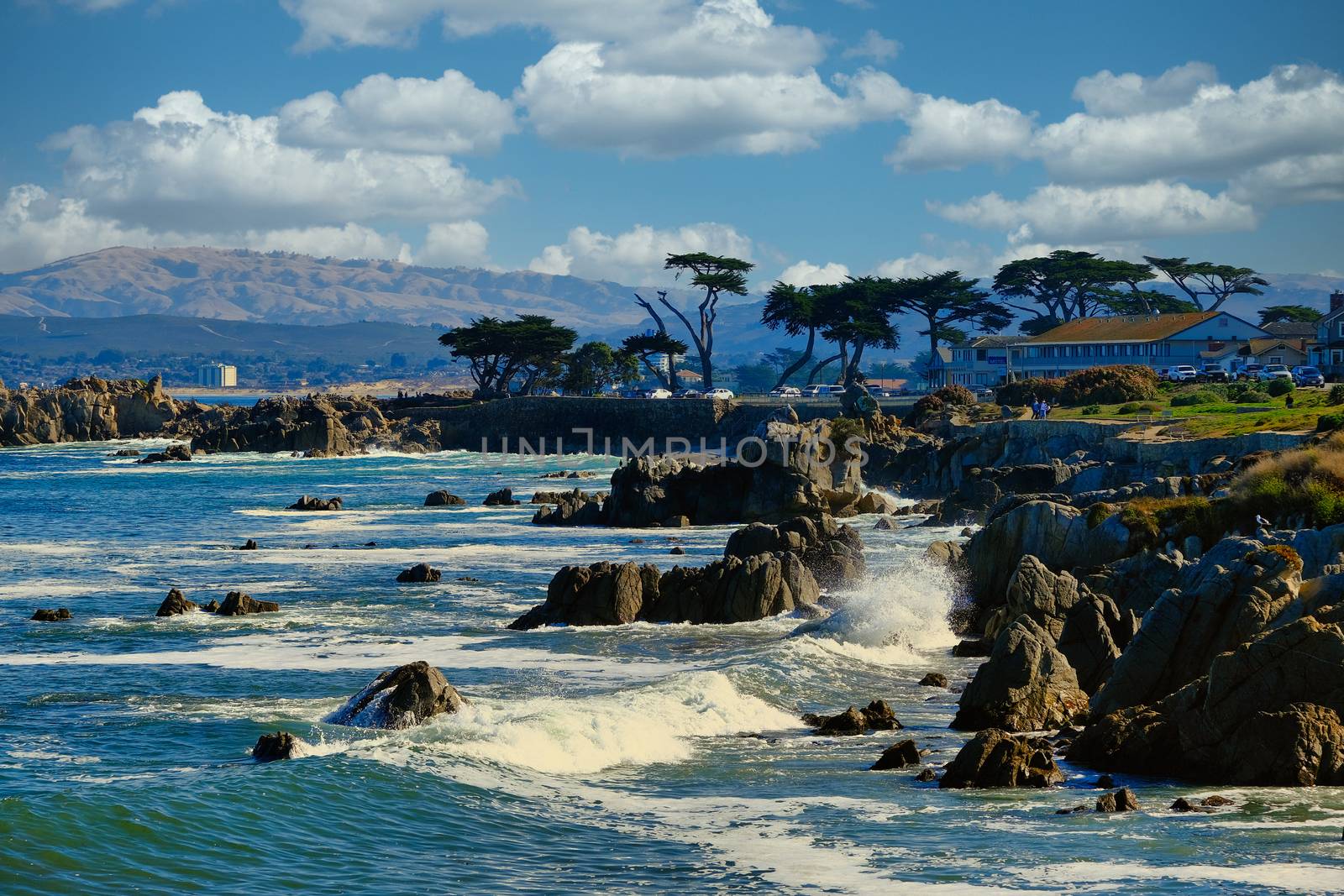 Surf Crashing on Rocks by Monterey Hotel